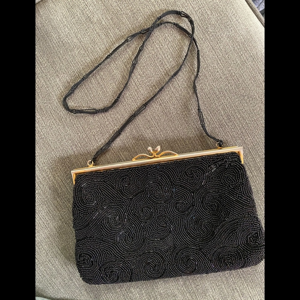 Black beaded handbag